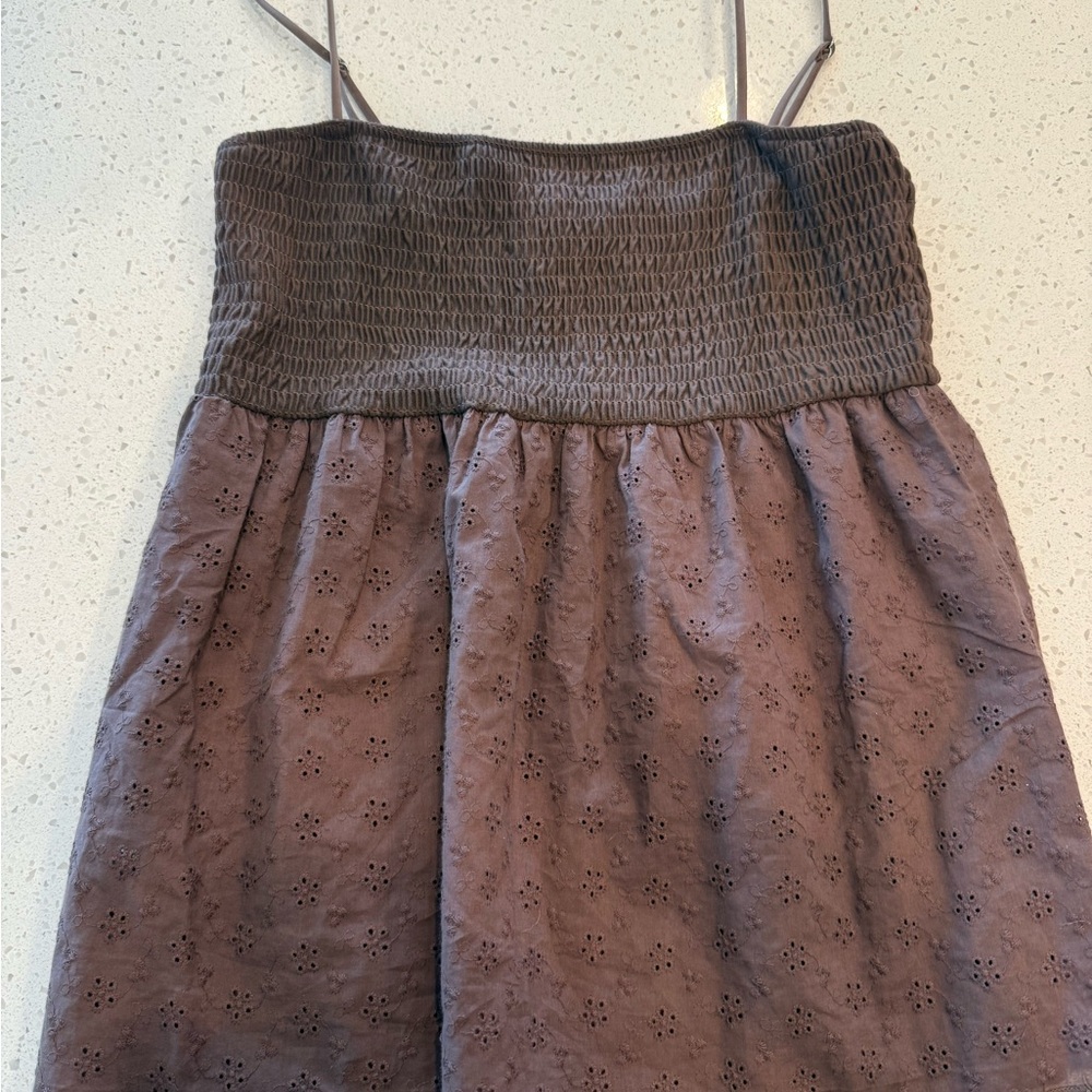 Brown Eyelet tank top